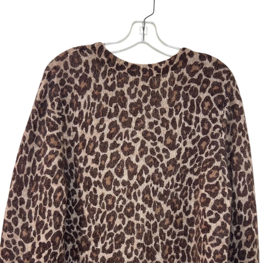 Sezane Women's 'Rachel Cardigan' Sweater, Mohair Wool in Leopard Brown, XX-Large - Picture 7 of 8